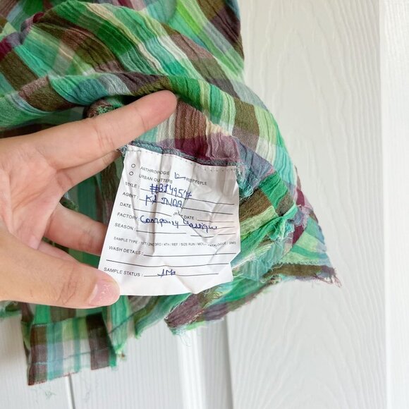 Free People Green Plaid Halter Strappy Tank Top Women's Size X-Small XS - Picture 3 of 4